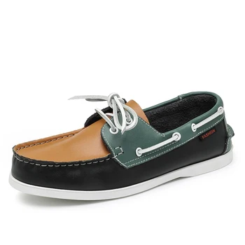 Fashion Men Boat Shoes Leather Casual Deck Shoes 2023 Loafers Spring Autumn Luxury Brand Designer Anti-Skid Hot Sale 1