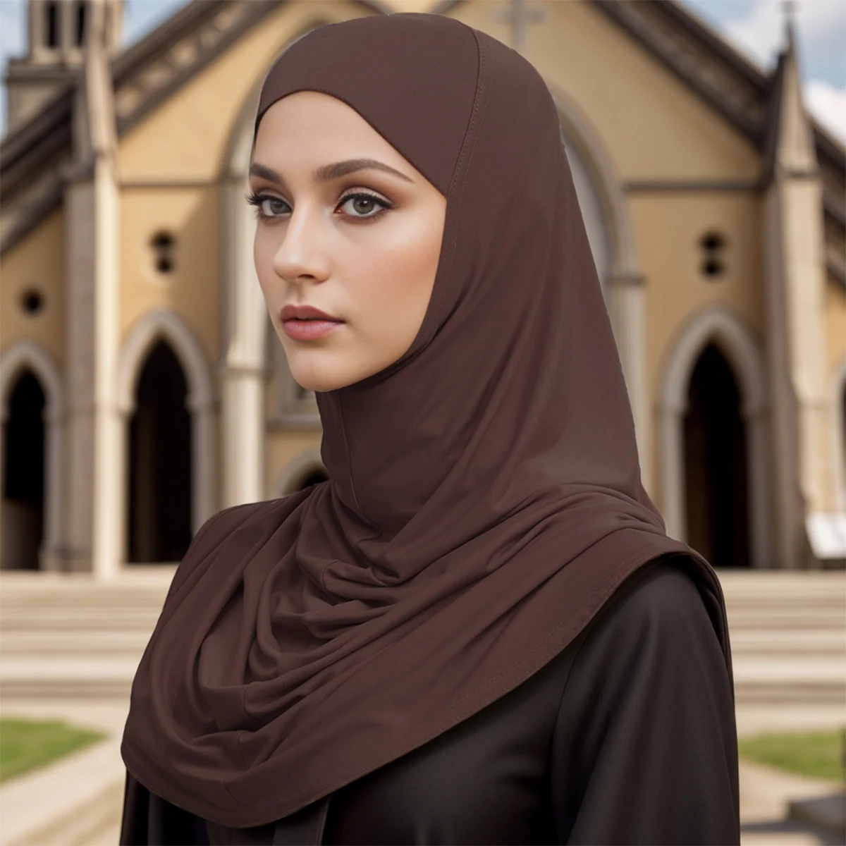 

Мусульманская конопляная черная Φ хиджабы для женщин Abayas трикотажное платье женские тюрбаны тюрбан мгновенная повязка на голову