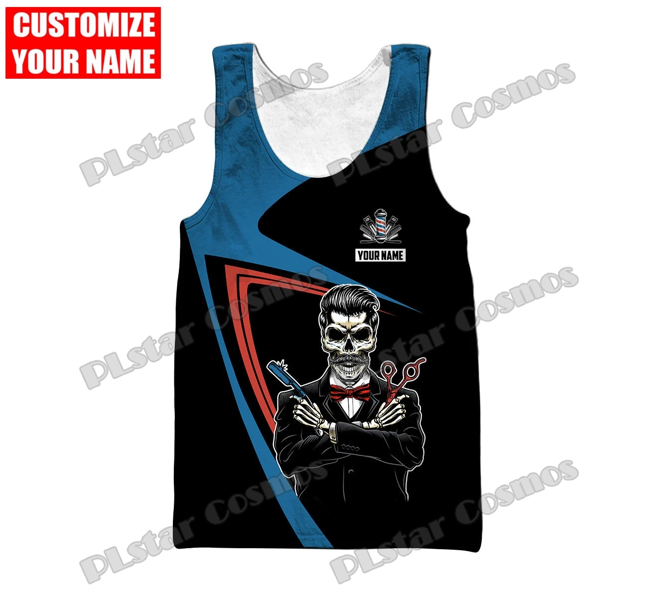 PLstar Cosmos Personalisierte Name Barber 3D All Over Gedruckt Herrenmode Weste Sommer Unisex Harajuku Casual Tank Tops BXD33 – Detail 12