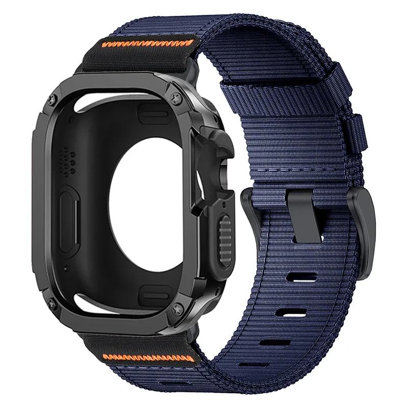 TPU PC Case with Nylon Strap for Apple Watch - Durable Protective Cover
