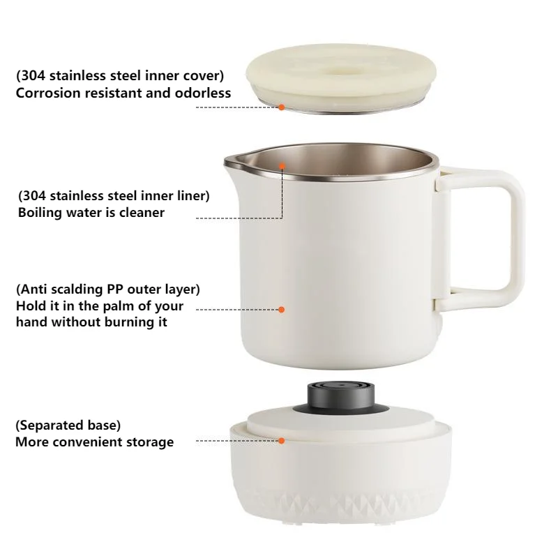 220V 800ml Outdoor Electric Kettle Folding Kettle Boiling Water Mini Portable Travel 304 316 Stainless Steel Kettle Electric 3