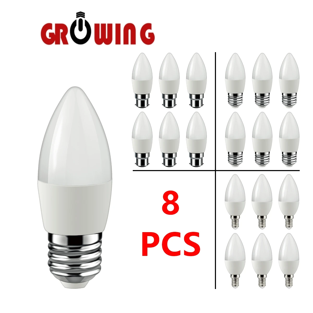 8PCS LED candle lamp C37 220V 3W-7W E14 E27 B22 High light efficiency strobe free for crystal lamp kitchen study