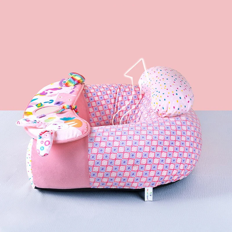 Baby Inflatable Seat Cute Infant Back Support Sofa with Teethers Mirrors Toddler Chair for Sitting up Floor Seat inflatable baby seat