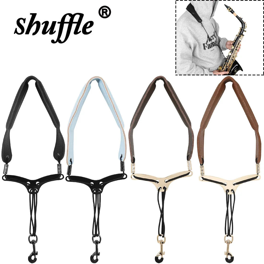 Saxophone Neckband Leather Shoulder Strap Soprano Alto Tenor Sax Universal Neckband Metal Clasp Saxophone Accessories Parts