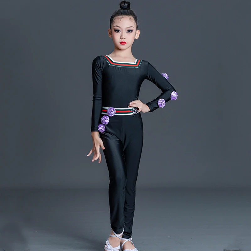 Ballroom Dance Competition Clothes Children'S Black Latin Dance