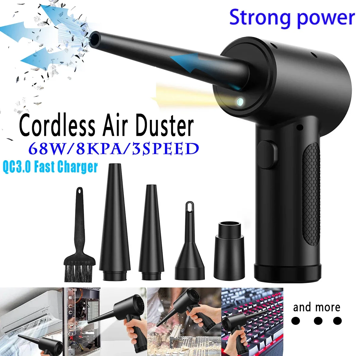 

Air Blower Wireless Dust Gun 51000RPM USB Compressed Air Duster Cleaning For Computer Laptop Keyboard Camera Cleaning