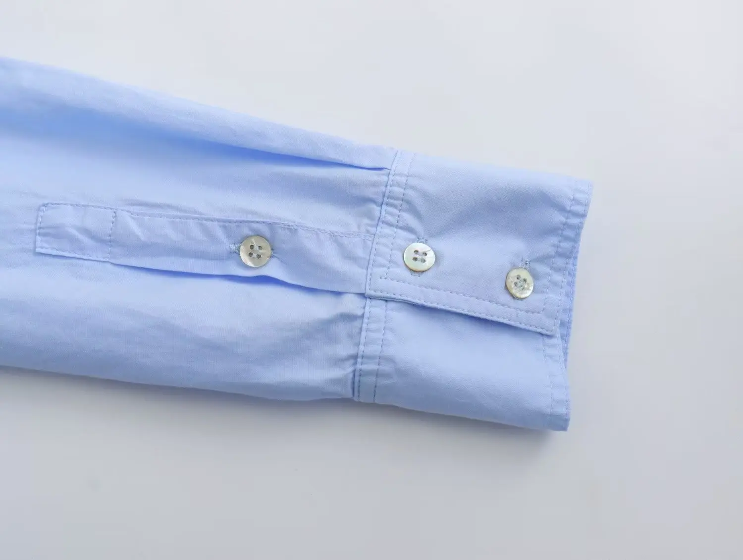 Withered Loose Pocket Blue Shirt Women French Lazy Style Casual Poplin Top