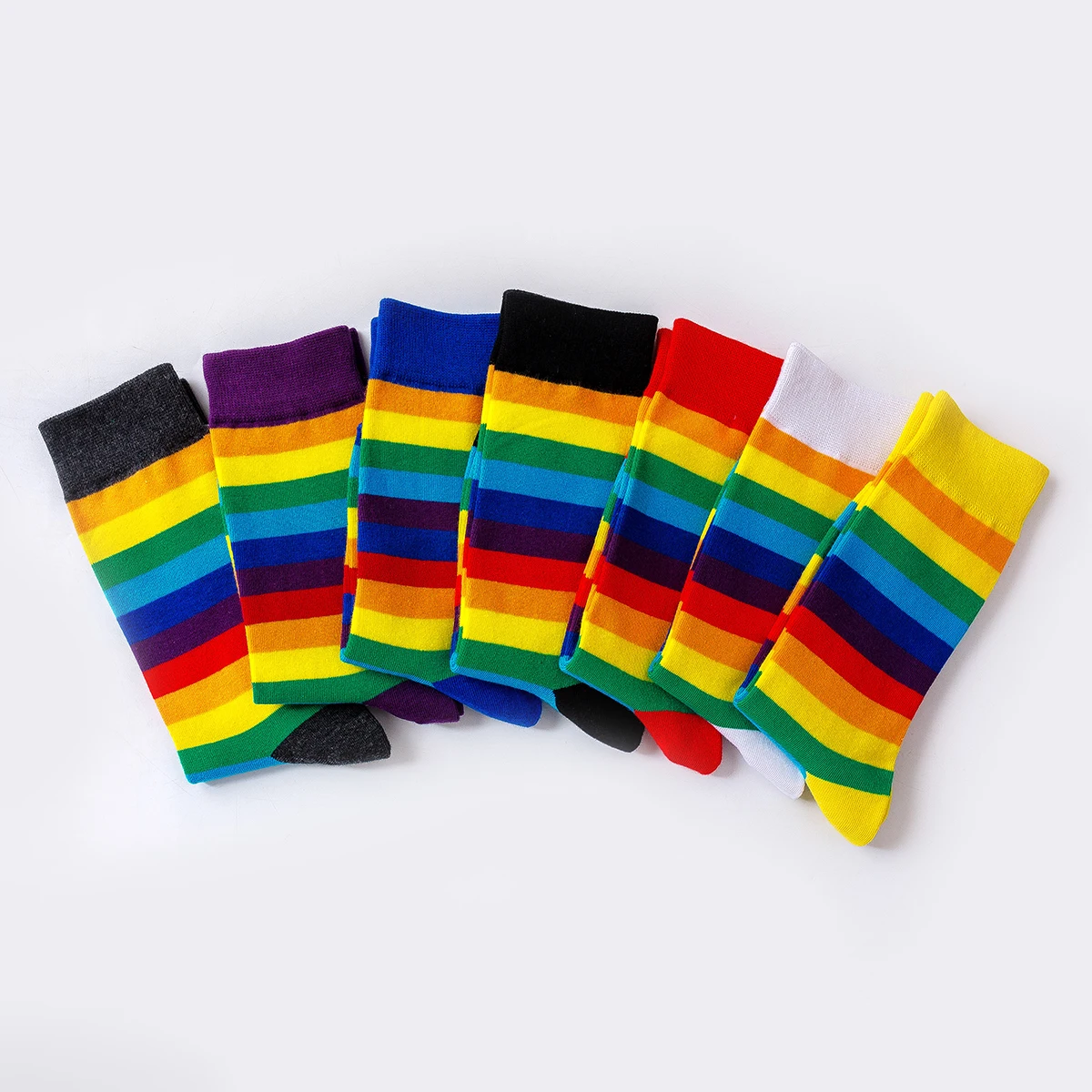 rainbow striped cotton socks comfortable breathable and odor resistant mid length socks long socks for children 1 pair kids socks