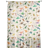 Colorful Dinosaur Tulle Sheer Window Curtains for Living Room the Bedroom Modern Voile Organza Decorative Curtains Drapes 2