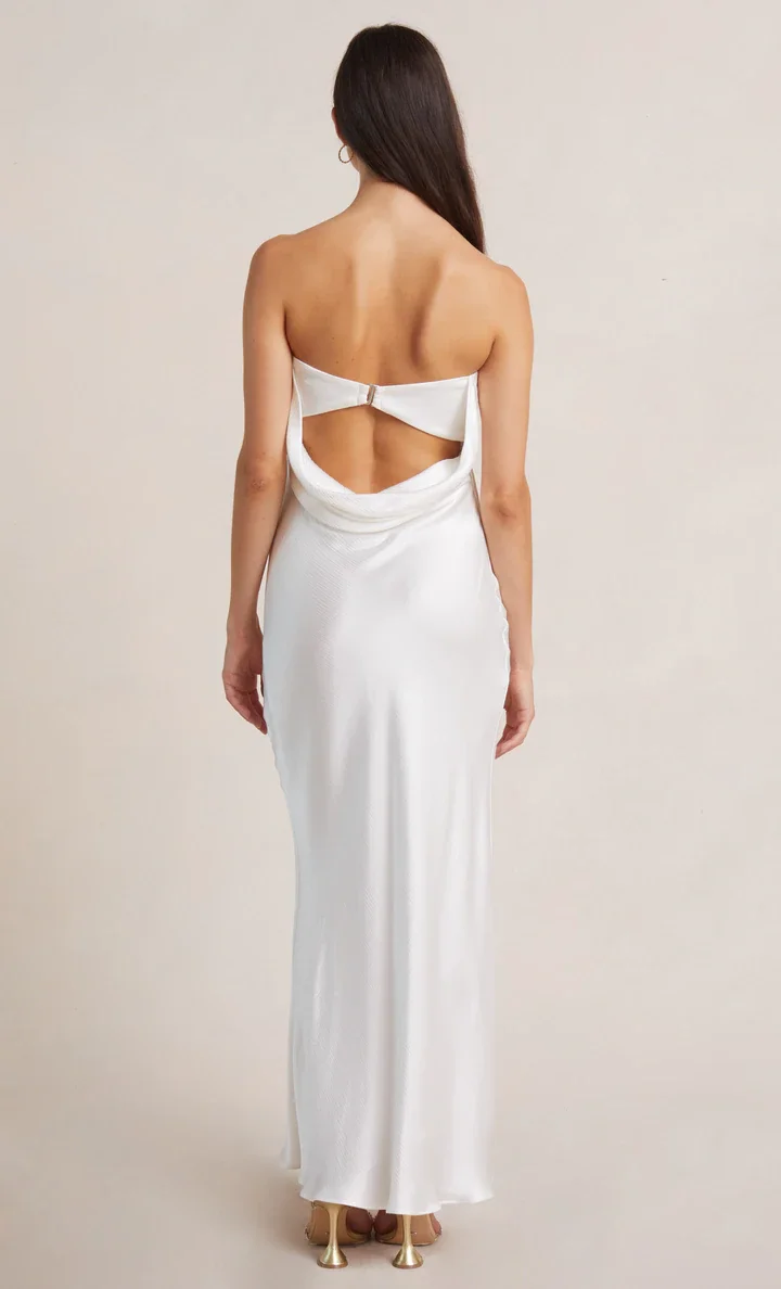 New Women Sleeveless Backless Dress Solid Color Strapless Elegant Fashion Cocktail Party Wedding Banquet Dress Street Style S-XL
