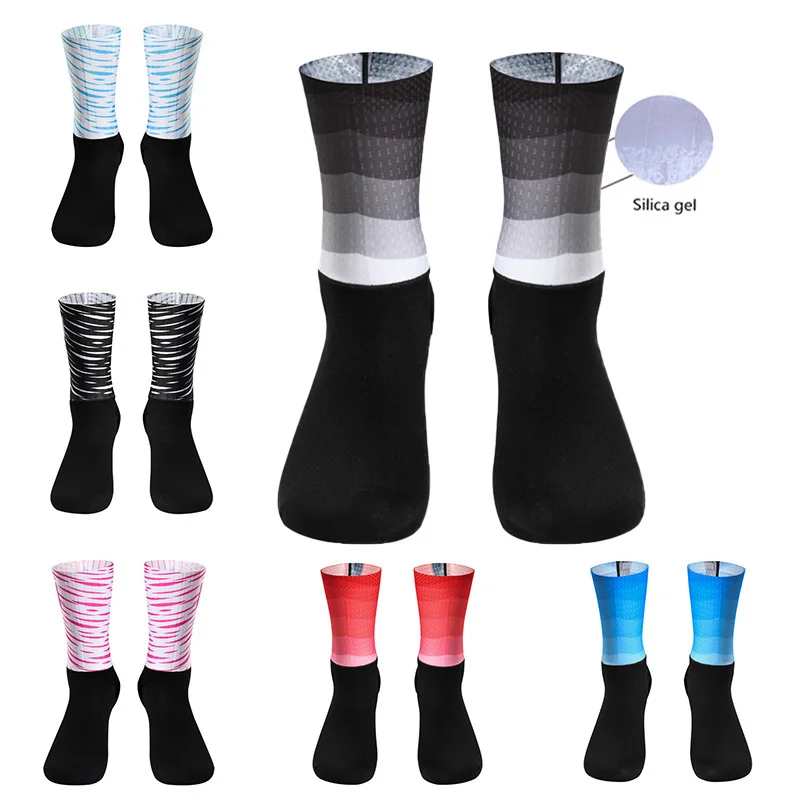 

Pro Non-slip Cycling Socks Summer Silicone Cool Competition Breathable New Aero Sports Bike Running Socks Calcetines Ciclismo