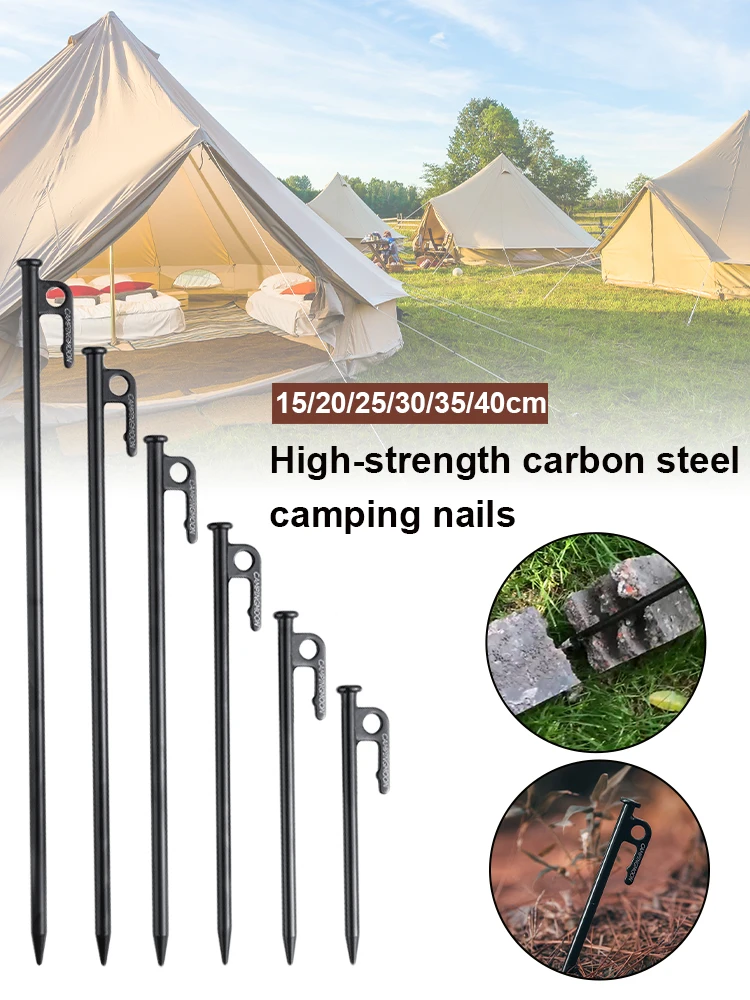 4Pcs 20/25/30cm Stainless Steel Ground Tent Pegs Camping Tarpaulin Nail Hook 