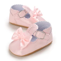 Baby Newborn Girl Princess Anti slip Bow Shoes Preschool Children's Soft PU Leather Walking Shoes Pink Series First Walking Shoe 5