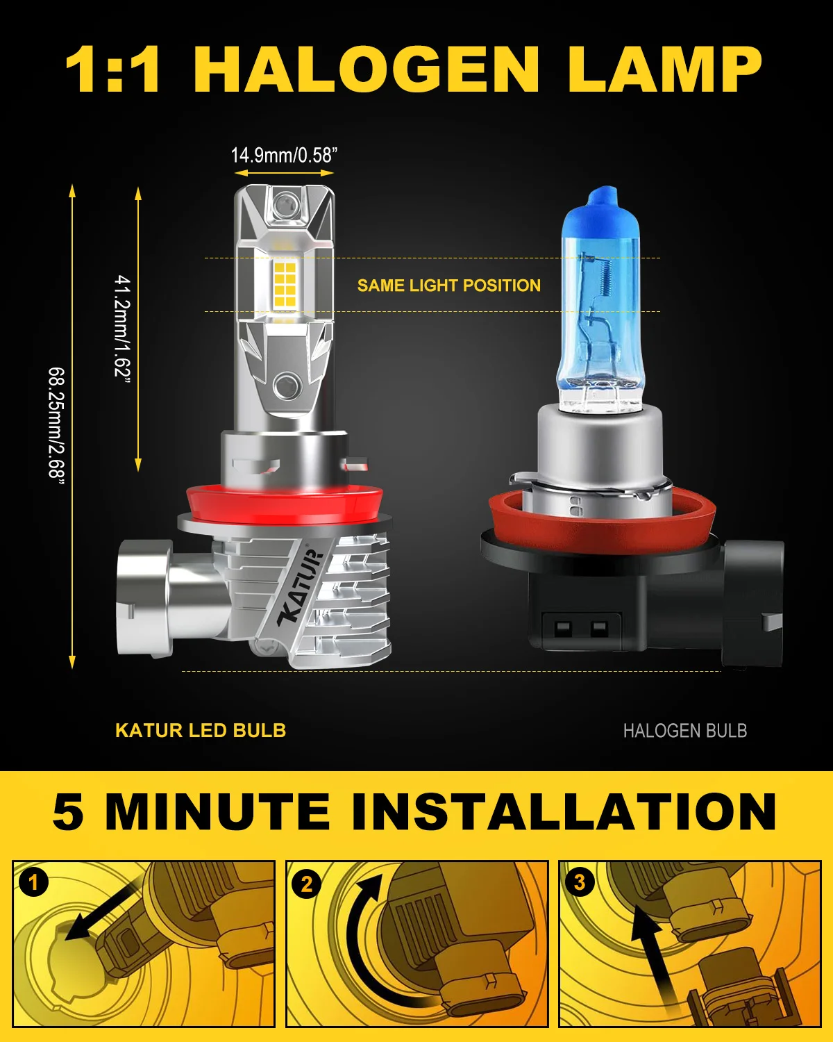 LED car lights led lights led bulbs led headlights led car headlights Katur 2x 20000LM Error Free H8 H9 H11 H16 LED Canbus Headlight Bulb LED Car Head Fog Light Fanless Plug & Play New Upgrade