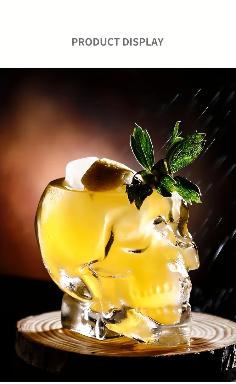 Description Picture 5 of item1pc Skull Cocktail Glasses Transparent Crystal Coffee Mug Whiskey Wine Cocktail Glass Beer Cup Halloween Decor Water Bottle