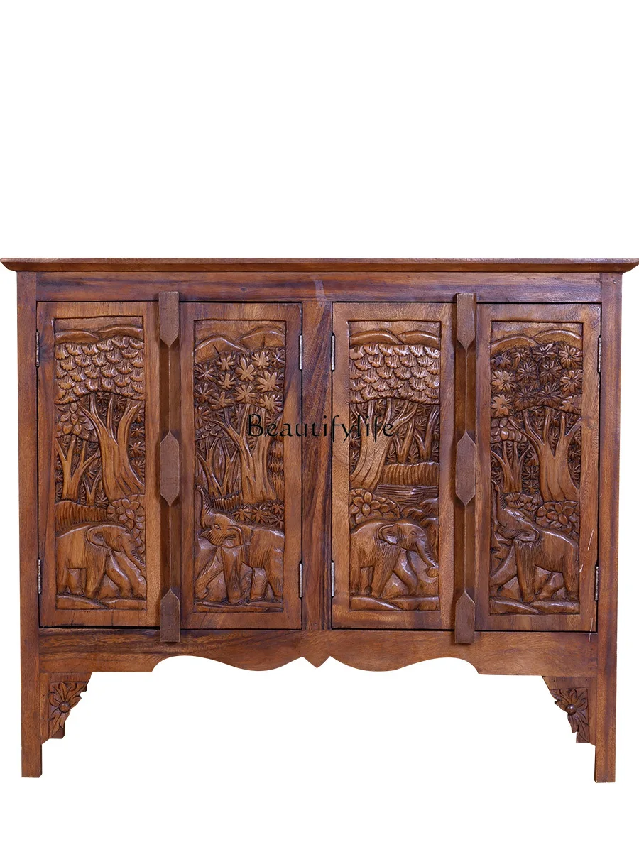 

Southeast Asian Style Furniture Partition Entrance Cabinet Thai Storage Solid Wood Hallway Shoe Cabinet