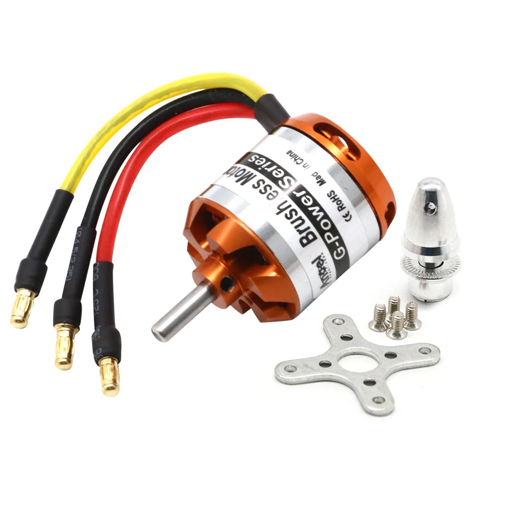 Moteur D3542 avec dissipateur thermique et connecteurs, parfait pour modélisme, Achetez Moteur Brushless RC Haute Performance.