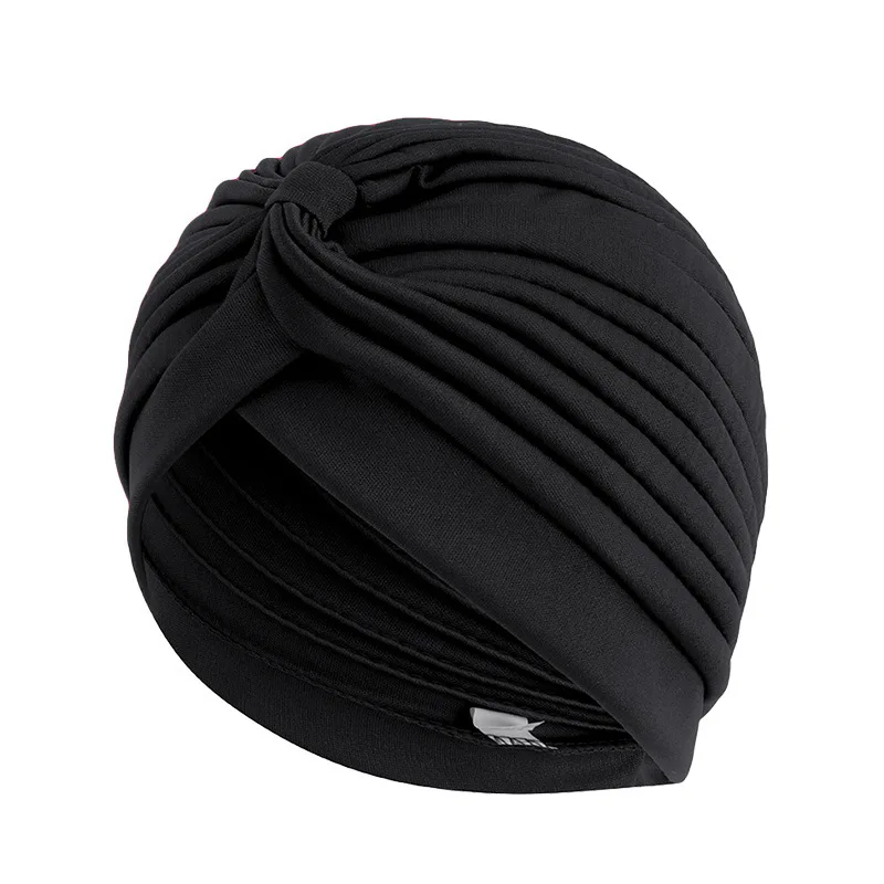 Stretchy Knot Twist Turban Bandanas Women Headscarf Bonnet Muslim Hijab Indian Hats Female Chemo Cap Adult Solid Color Head Wrap 4