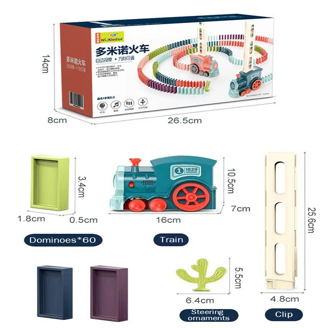 2022 Kids Electric Domino Blocks Musical Train Car Set Sound Light Automatic Laying Dominoes Brick Game Educational DIY Toy Gift 2