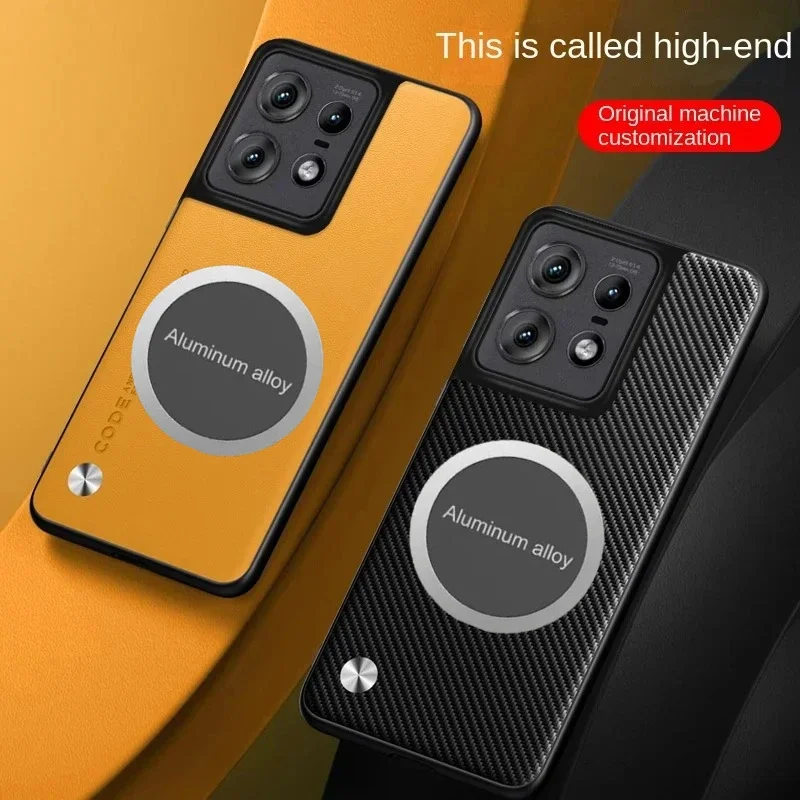Leather Case with Magnetic Car Holder - Luxury Metal Design