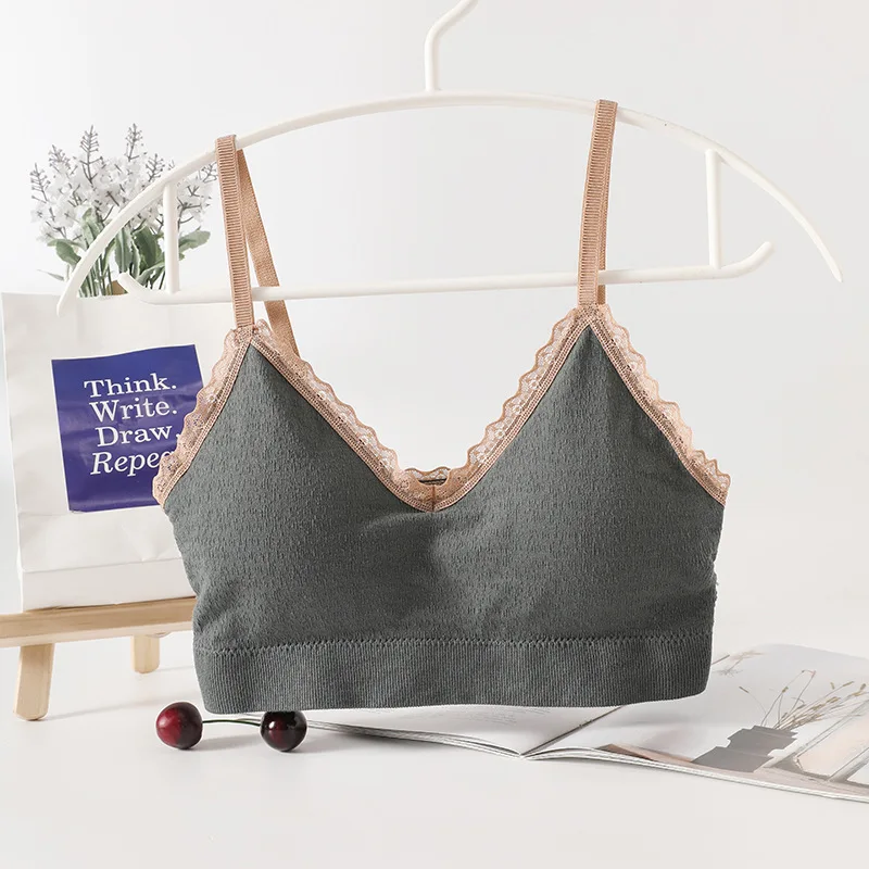 Lace Rim Tube Top Bras for Women Seamless Crop Top