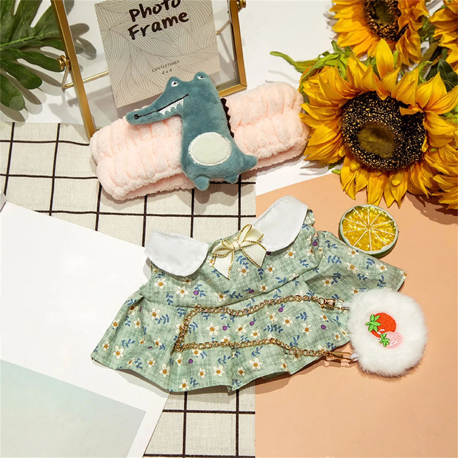 30cm Little Yellow Duck Clothes Set lalafanfan Dolls Accessories 3PCS Outfit Detachable Clothing Headband Girl Gifts уточка