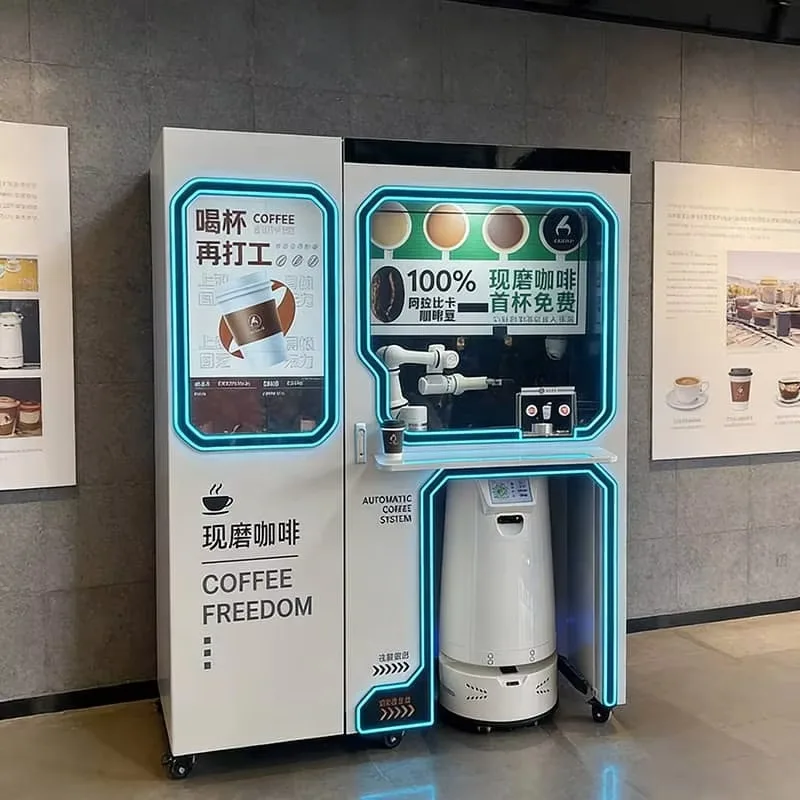 Robot Caffè Intelligente All-in-One con Braccio Meccanico per Preparazione Automatica e Chiosco di Consegna Autonoma Personalizzabile - immagine 2