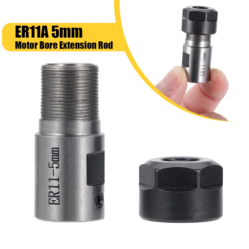 ER11A 5mm Motor Unner Diameter Extension Rod +7x 1mm-7mm ER11 Milling Spring Chuck Shaft Holder for CNC Lathe Engraving 8Pcs/Set