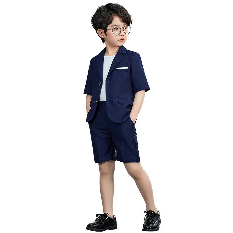 

2023 Korean Solid Color Boys' Suit Gentlemen's Piano Sets Summer Fashion Hosting Suits Walk Show Costume Children's Clothing Set