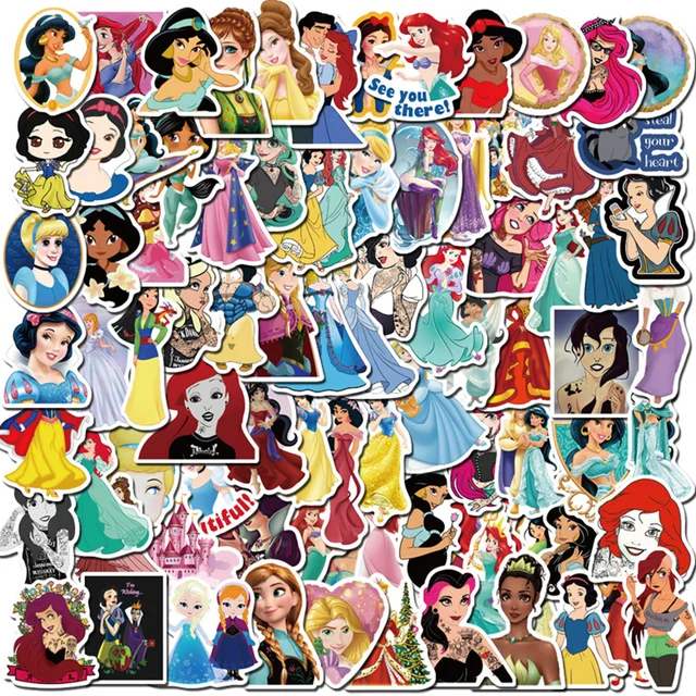 50/100pcs Mignon Dessin Animé Disney Stickers Princesse Stitch Mickey  Souris Autocollant BRICOLAGE Planche À Roulettes Téléphone Portable Anime