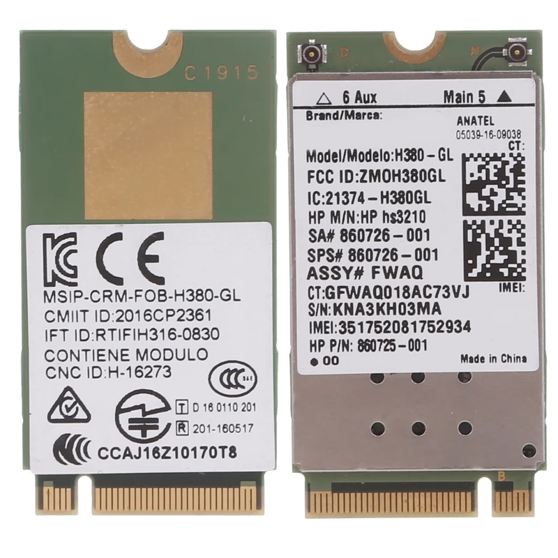 WWAN 카드 H380-GL HSPA + 모바일 모듈 M.2 860726-001 ZBook 17/15/15u EliteBook 840/820 HS3210 노트북 L21D