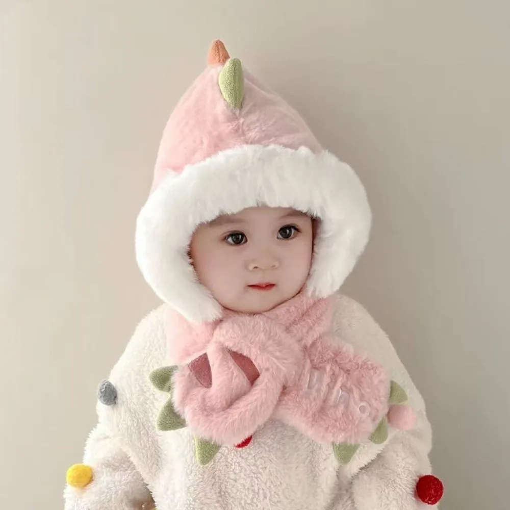 Windproof Warm Dinosaur Hat Scarf Set for Kids Outdoor Sports