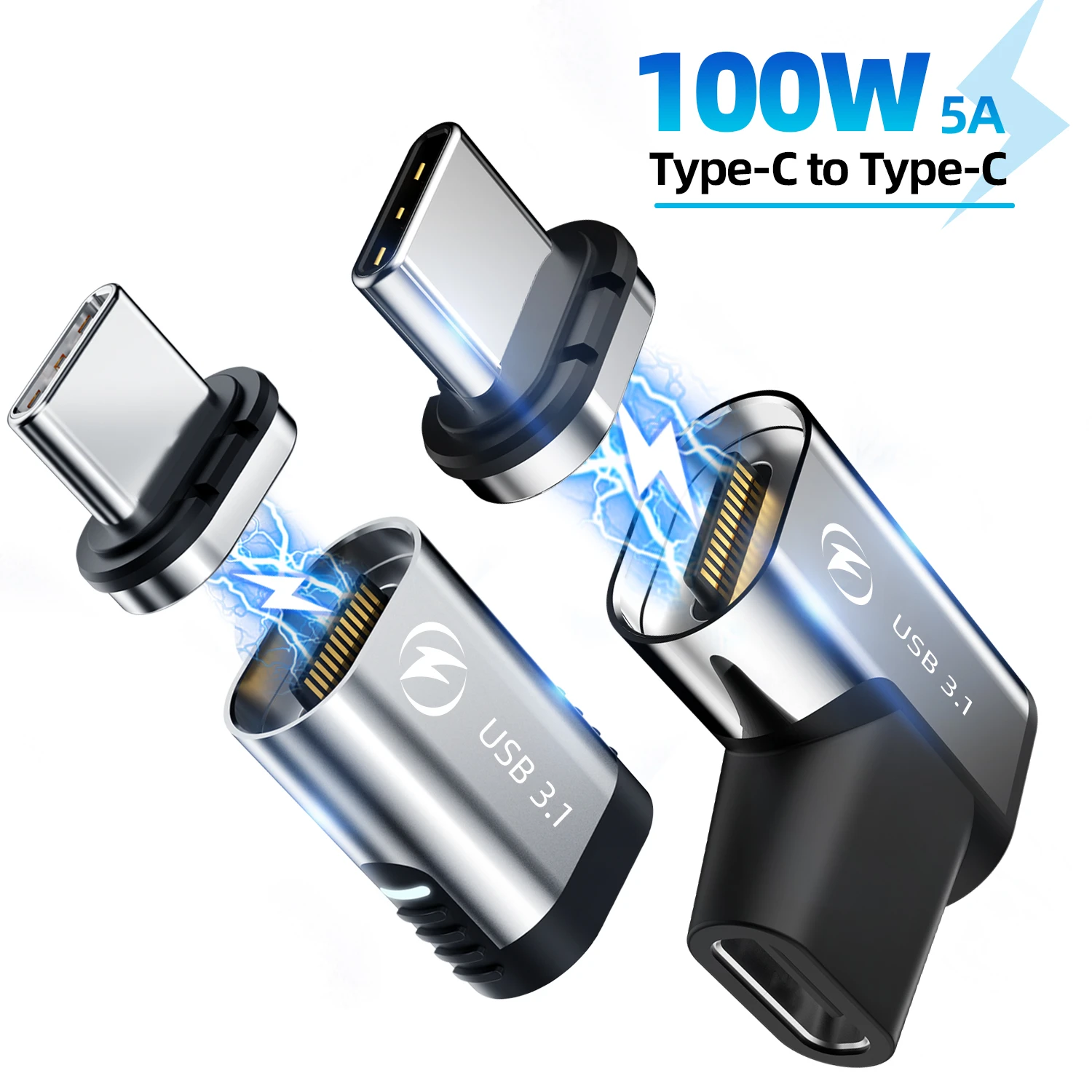 100W 24Pins Magnetic USB C Adapter Type C Fast Charging Magnet Data Converter 10Gbp/s Data For More Type C Device 마그네틱 커넥터 converter phone charger Adapters & Converters