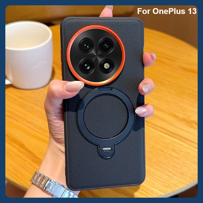 Magnetic Luxury PU Leather Phone Case with Rotatable Ring Stand