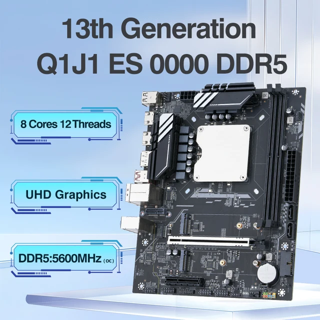 Ensemble de carte mère pour ordinateur de jeu, bricolage, avec CPU intégré, combo 13ème cœur, Kit d'intervalle Q1J1 ES 0000 8C12T DDR5 RAM, ordinateur de bureau laca mae 1