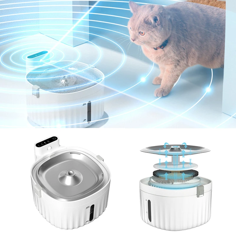 

2L Fountain For Cats Wireless Motion Sensor Automatic Cat Drinker Filtered Dog Water Dispenser Intelligent Pet Drinking Feeder