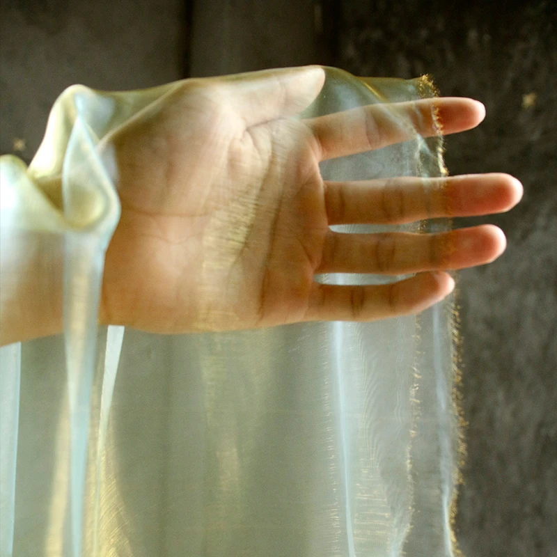 Yellow-green light water silk gauze liquid organza gauze fabric dress skirt coat clothing designer fabric