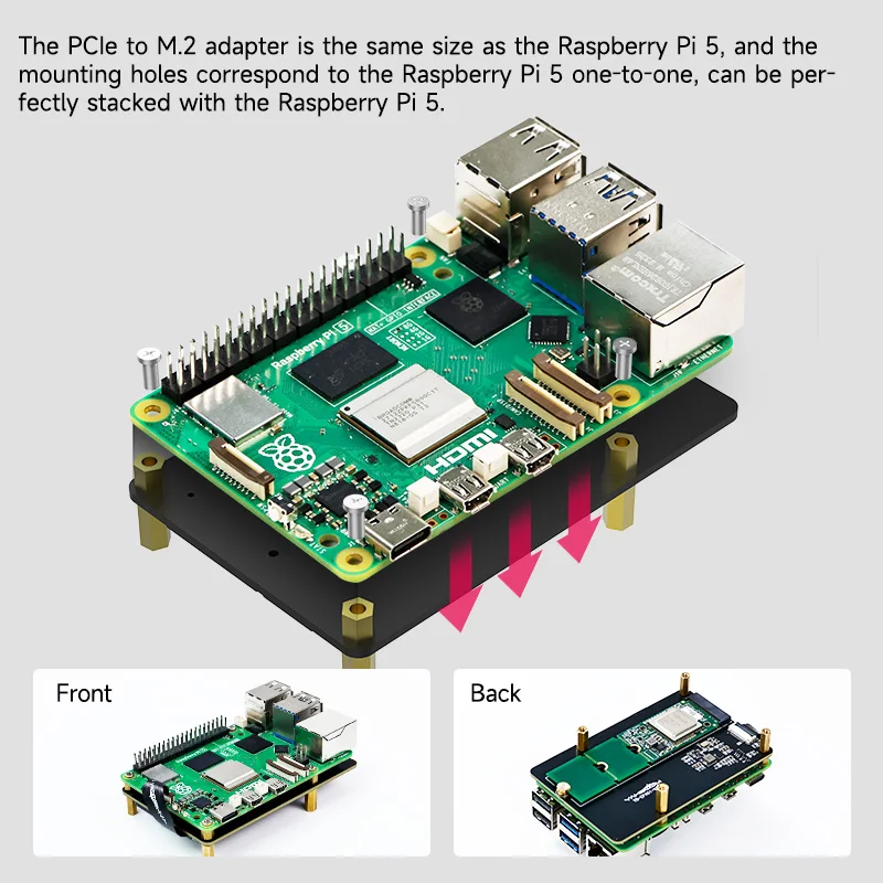 Raspberry Pi 5 Dedicated PCIe to M.2 NVME SSD Solid-state Drive Expansion Board with FPC cable Support Active Cooler for RPI 5