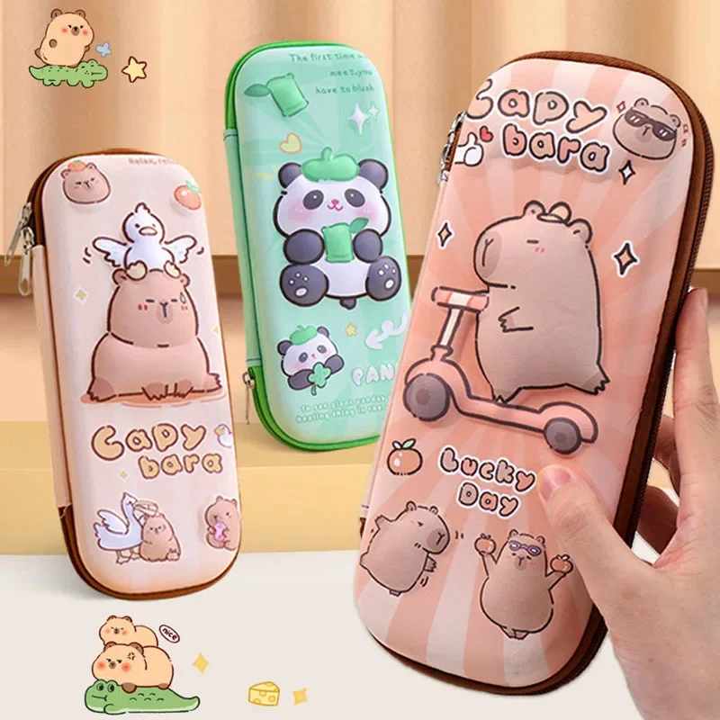 3D Capybara Pencil Case Drop Resistant Waterproof Student School Supplies Large Capacity Multifunctiona Pen Pouch Stationery