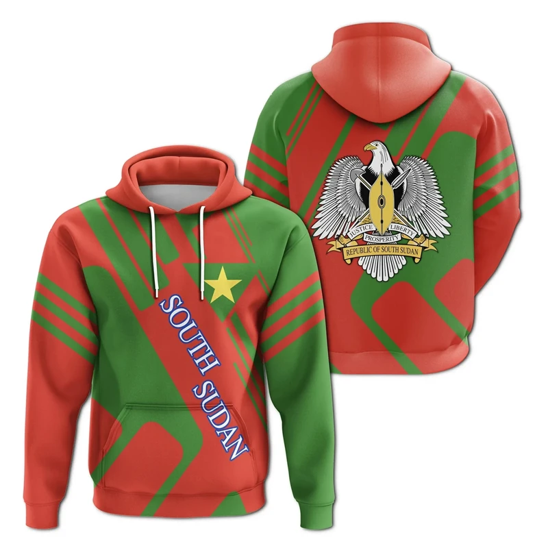 

Africa South Sudan Map Flag 3D Printed Hoodies For Men Clothes Patriotic Tracksuit National Emblem Graphic Sweatshirts Male Tops