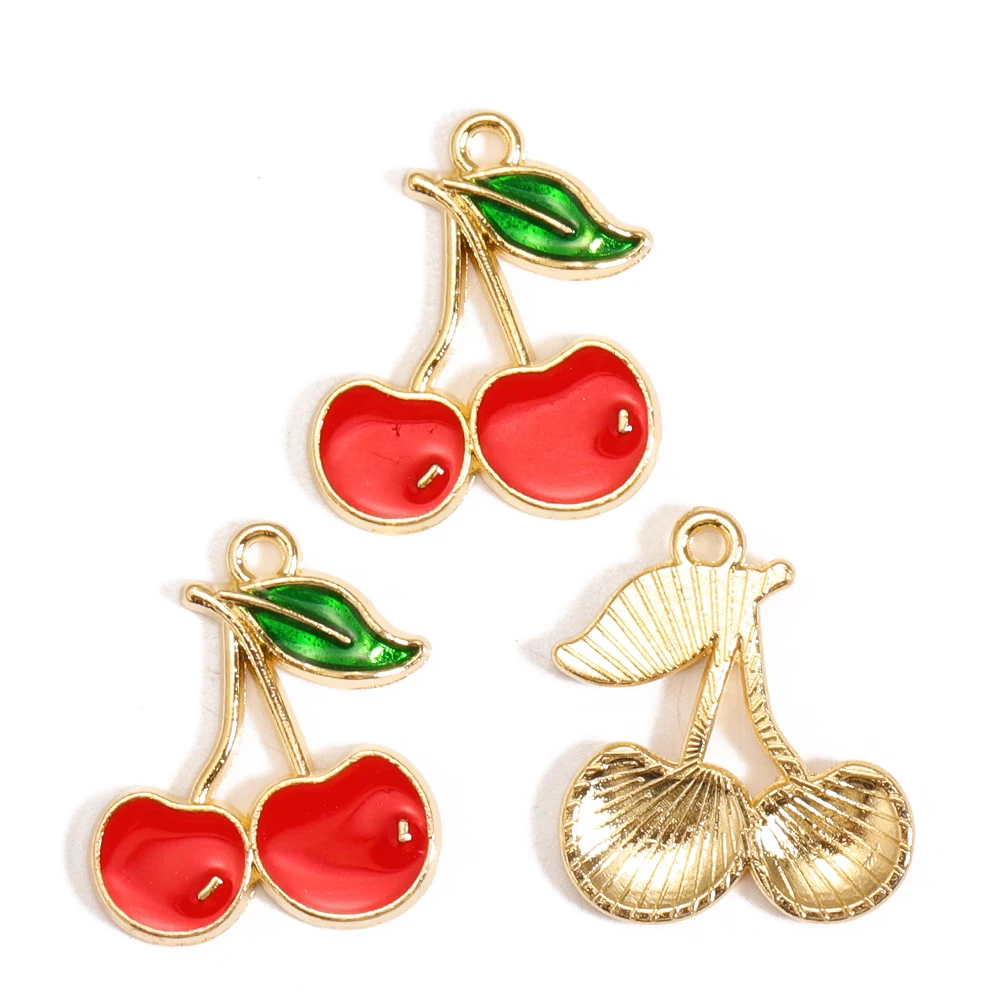 Peixin Mixed 10 Stück rote Kristallkirsche Herz Charms süße Frucht Anhänger für DIY Schmuckherstellung Zubehör handgemachte Ohrringe – Detail 14