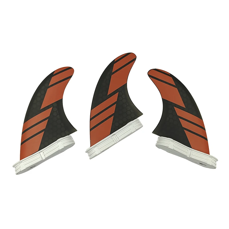 

New Style Double Tabs 2 Fins M Size Fibreglass Honeycomb Red with Black Color Surfboards Fin 3 pieces per set UPSURF Fin