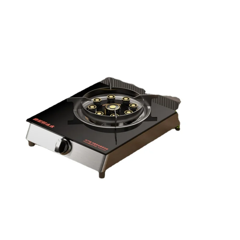 Thickened Magnetic Stainless Steel Panel Gas Stove Household Old-fashioned Gas Cooktop Desktop High Fire Liquefied Single Stove 6