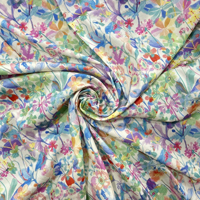 100% cotton 60 count satin digital reactive printing dress with suspender skirt cheongsam cloth fabric cotton Textiles