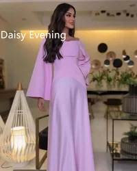 Elegant Prom Dresses gala Off Shoulder Pink Evening Dress For Women Ankle-Length Saudi Arabia Formal Wedding Party Dress 2024