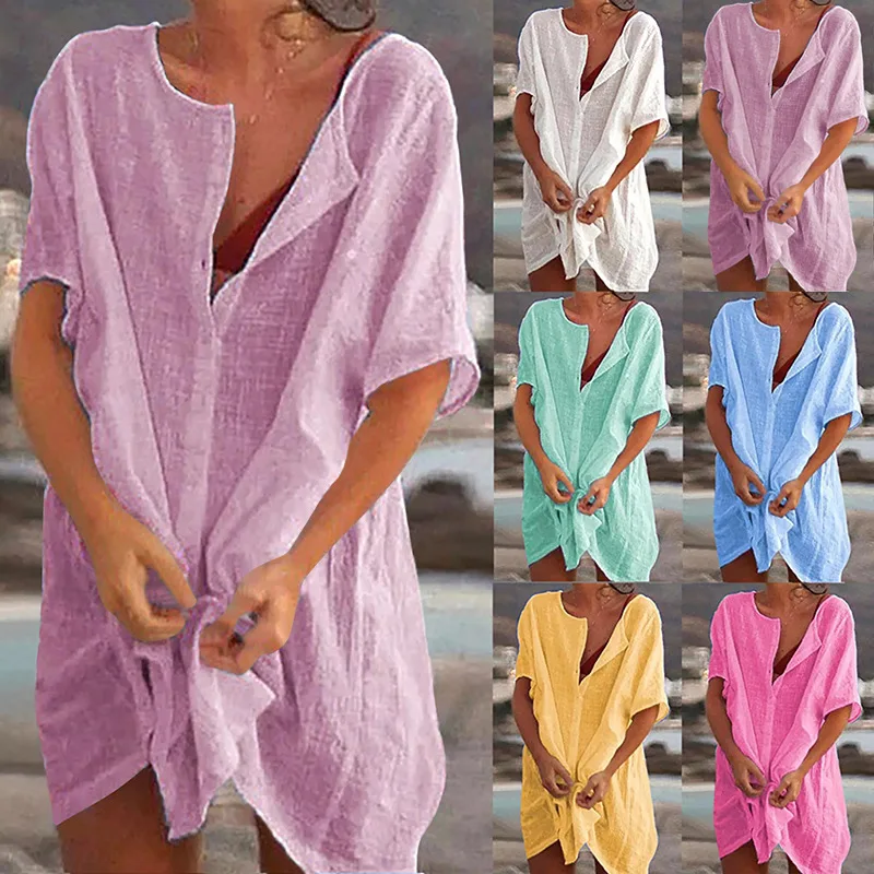 Cotton Tunics for Beach Women Swimsuit Cover-ups Woman Swimwear Beach Cover up Beachwear Mini Dress Sai de Praia petticoat skirt half slip skirt women full slip dress