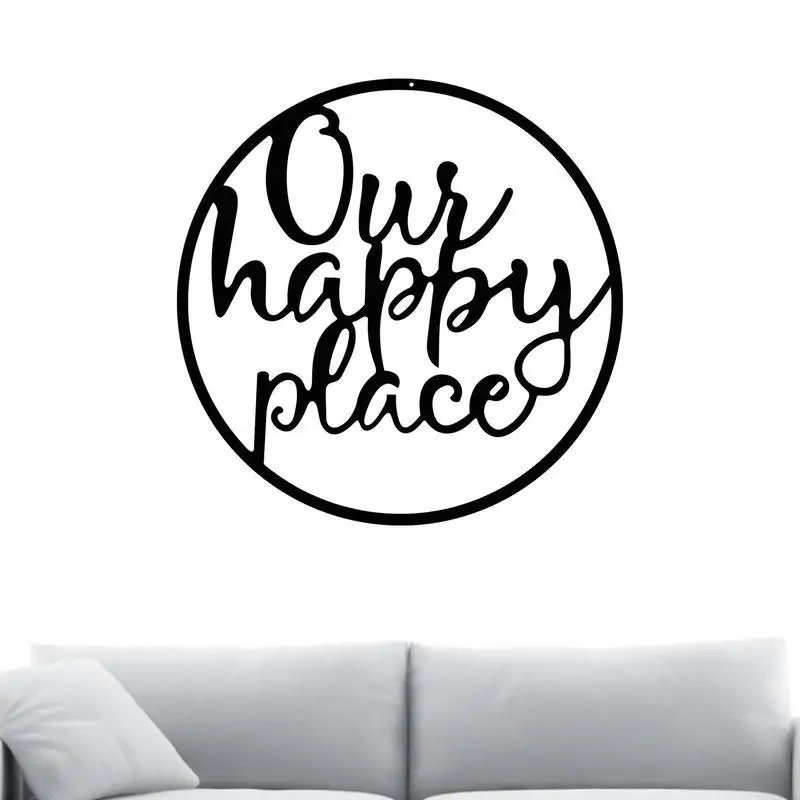 

Welcome To Our Happy Place Plaque Metal Wall Hanging Decor Sign For Farmhouse Door Home Living Room Bedroom Wall Art Decoration