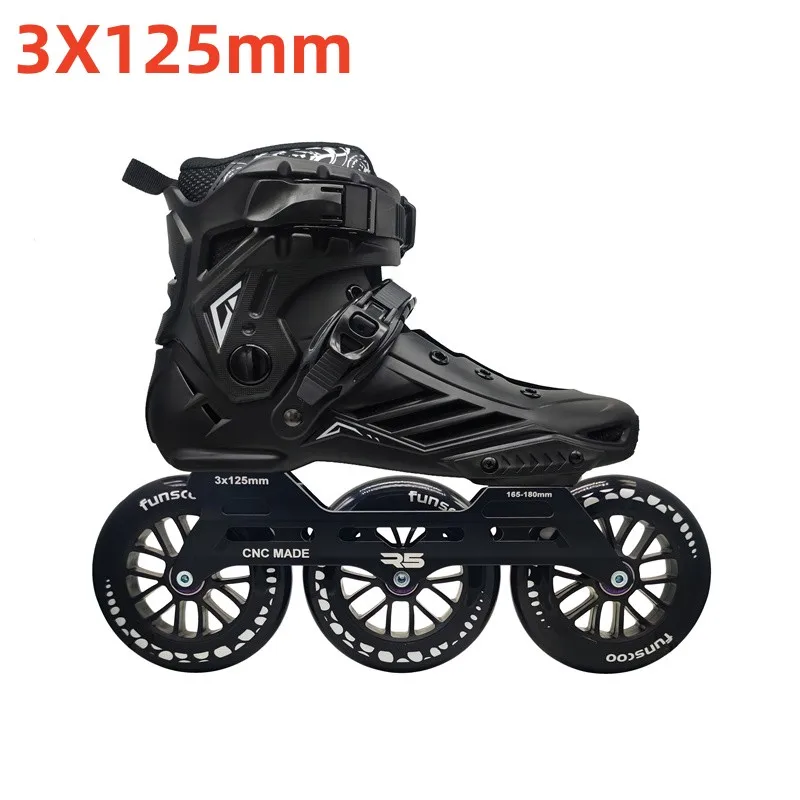 125mm Big 3 Wheels Inline Speed Skates Shoes for Street Road Roller Skating Race Fitness Rolling Sneakers Single Line R5 3X125mm