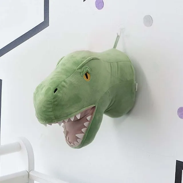 3D Animal Head Dinosaur Wall Decor Elephant Deer Hanging Mount Stuffed Animal Plush Toy Princess Doll Girl Kid Gift Nursery Room 6
