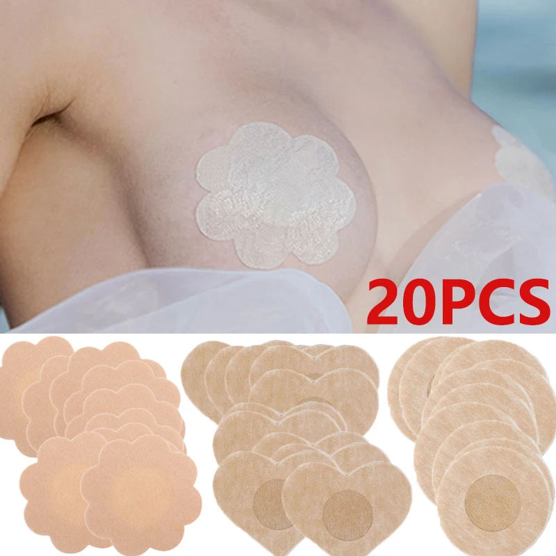 

20pcs Soft Nipple Covers Disposable Breast Petals Flower Sexy Tape Stick On Bra Pad Pastie For Women Intimate Accessories Nipple